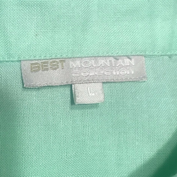 Mint Green Linen Blend Button Down Large - Picture 4 of 9